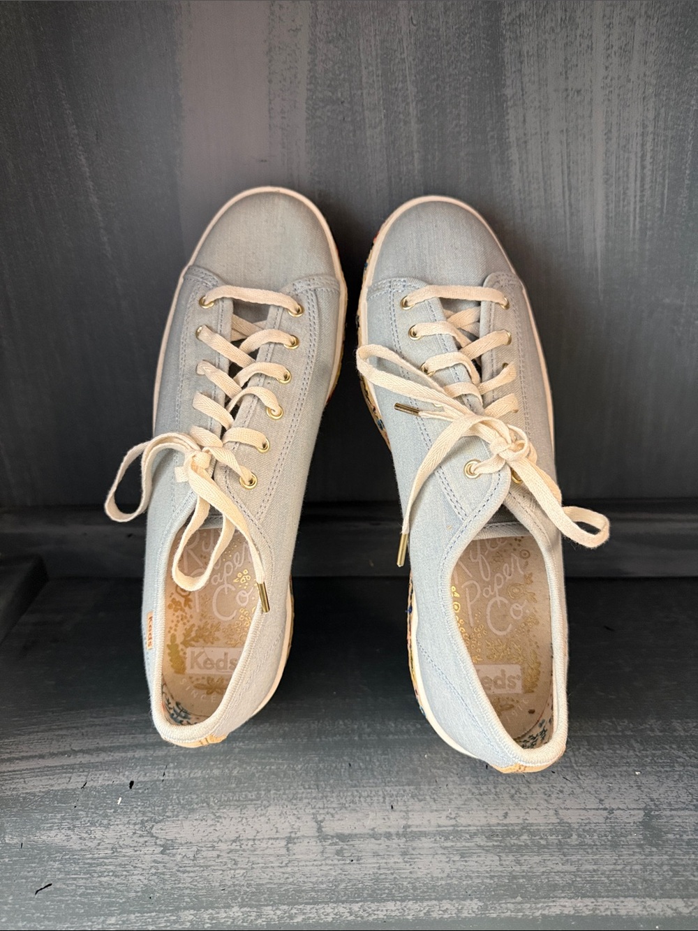 Keds Triple Kick Natural Platform Embroidered Espadrille Sneakers - Picture 5 of 9